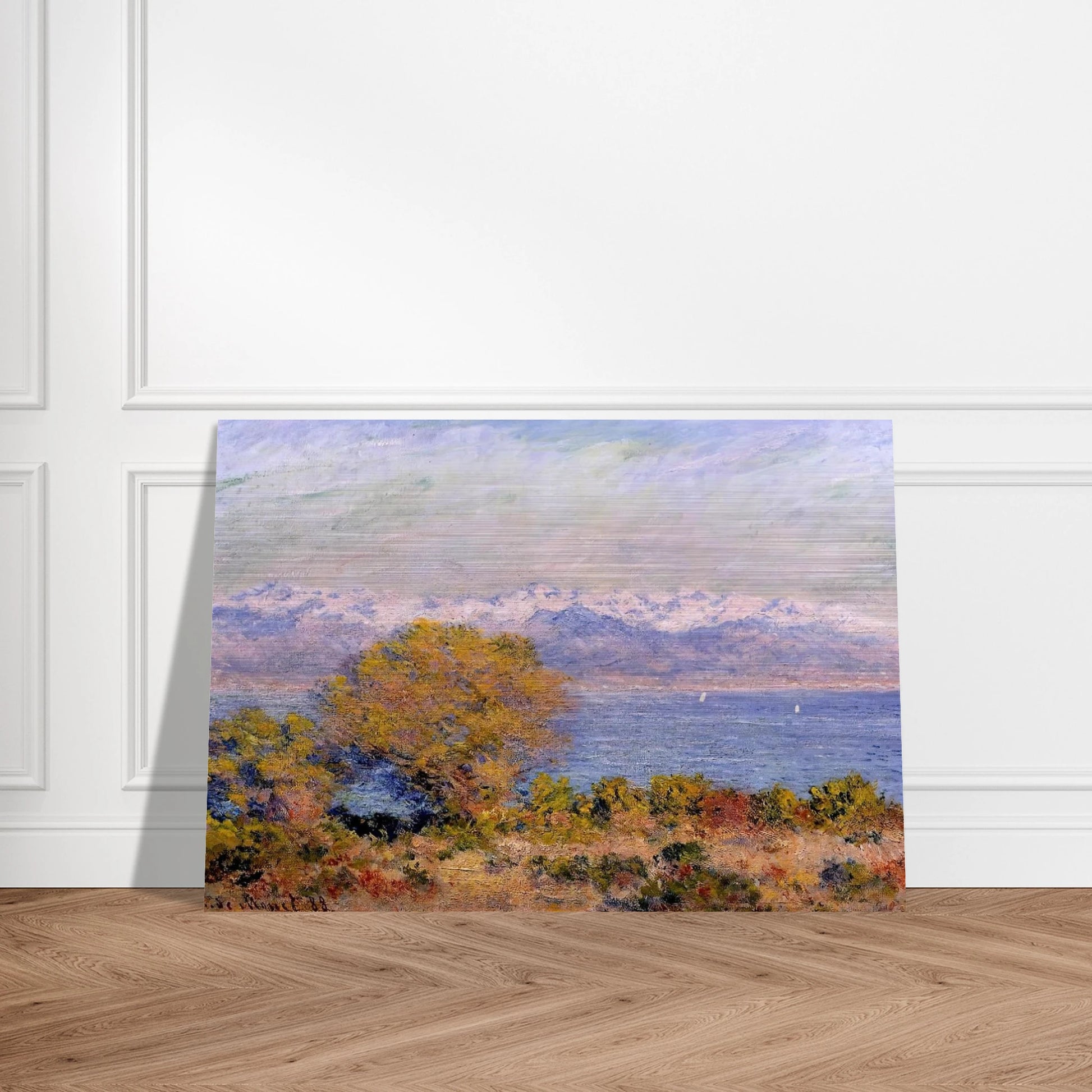 The Alps Seen from Cap d'Antibes - claude monet Brushed Aluminum Print - 70x100 cm / 28x40 inches | claude monet Aluminum Print | claude monet Prints