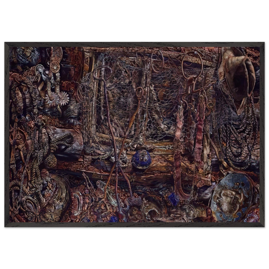 THE RUSTLERS 1962 - Ivan Albright 70x100 cm / 28x40 inches Framed Art Print – Black Wooden Frame