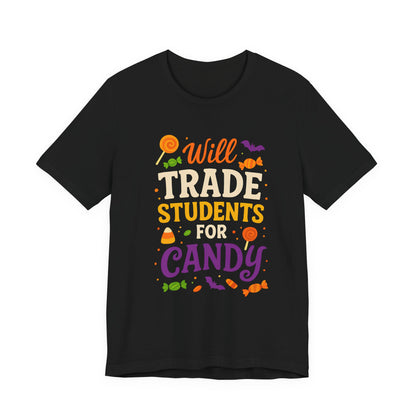 Camiseta con disfraz de profesor para Halloween, intercambiaré estudiantes por dulces.