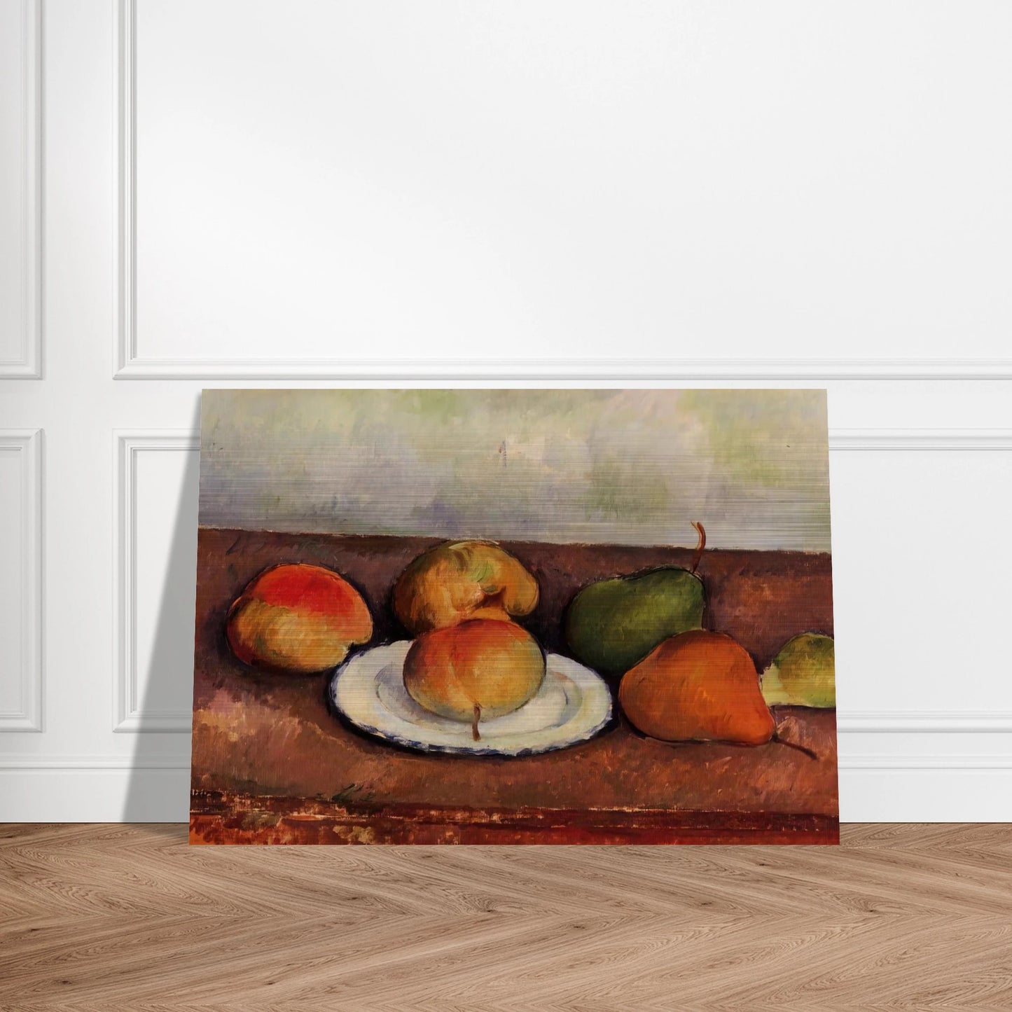 Still Life Plate and Fruit - Paul Cézanne Brushed Aluminum Print - 70x100 cm / 28x40 inches | Paul Cézanne Aluminum Print | Paul Cézanne Prints