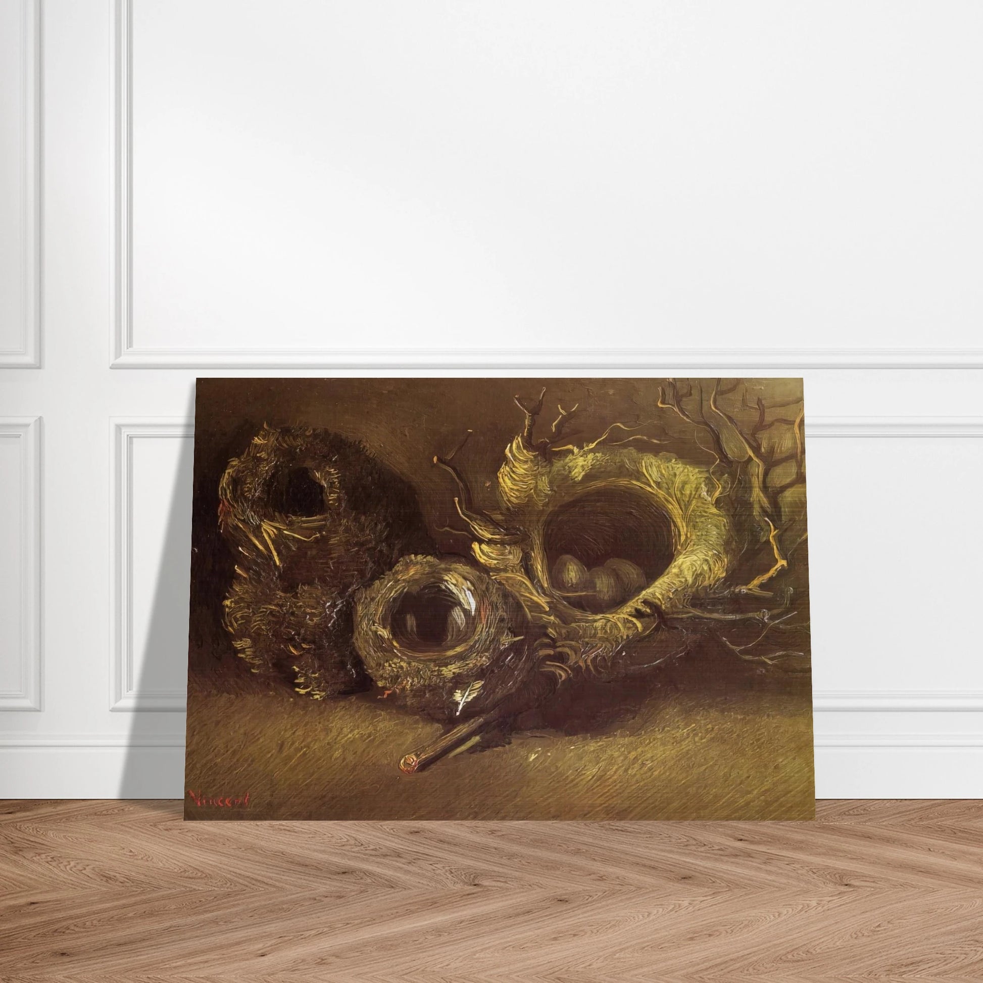 Still Life with Three Birds Nests - Vincent van Gogh Brushed Aluminum Print - 70x100 cm / 28x40 inches | Vincent van Gogh Aluminum Print | Vincent van Gogh Prints