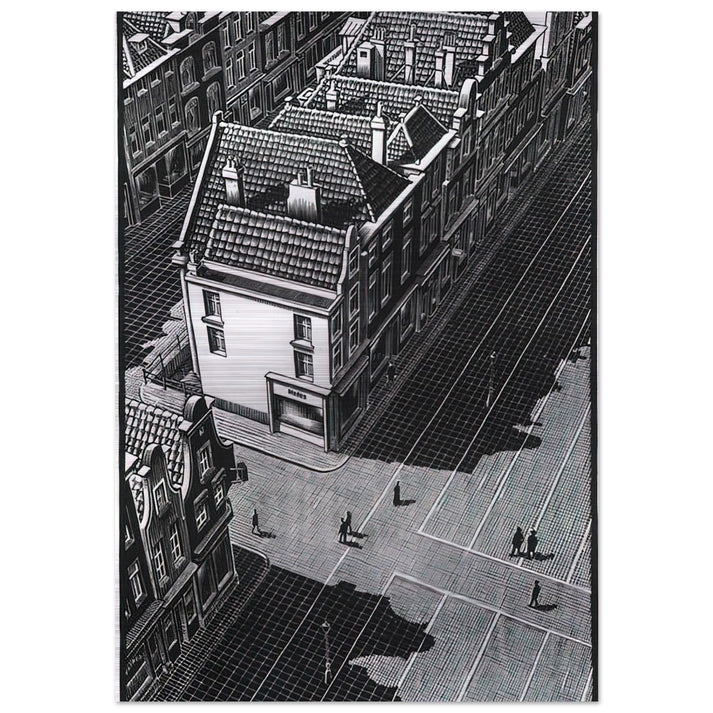 DELFT - MC Escher Brushed Aluminum Print - 70x100 cm / 28x40 inches | MC Escher Aluminum Print | MC Escher Prints | Maurits Cornelis Escher Prints