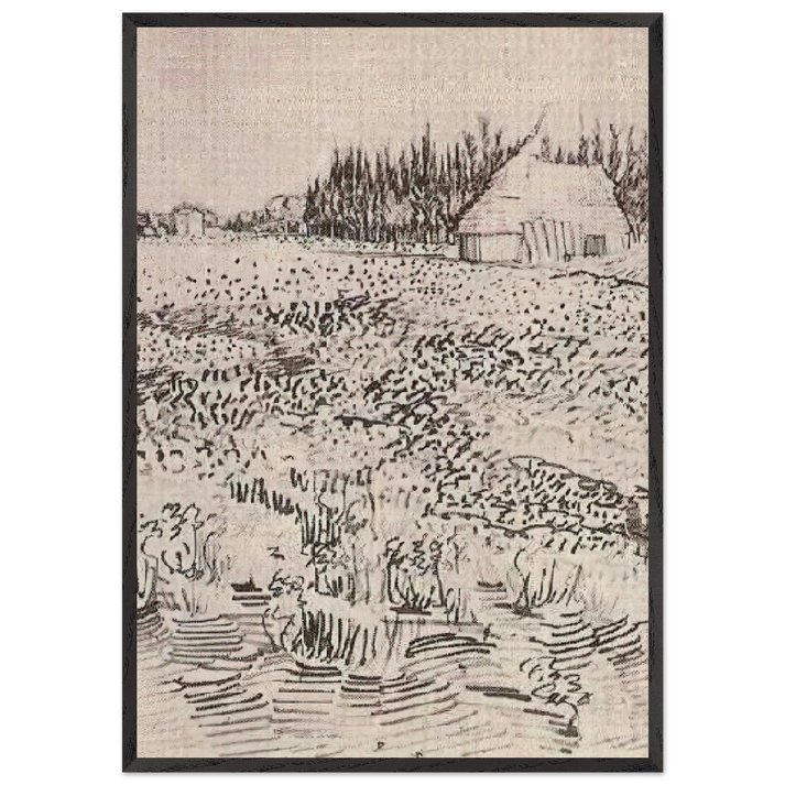 Landscape with Hut in the Camargue - Vincent van Gogh 70x100 cm / 28x40 inches Framed Art Print – Black Wooden Frame