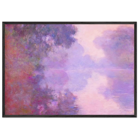Misty Morning on the Seine - claude monet 70x100 cm / 28x40 inches Framed Art Print – Black Wooden Frame
