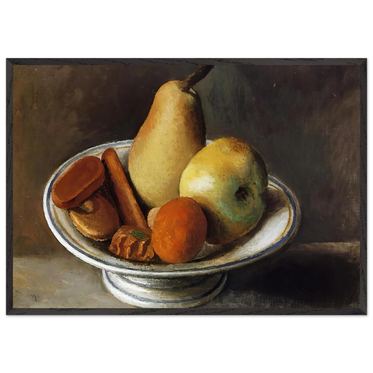 Fruit Bowl with Fruit - 1918 - Pablo Picasso 70x100 cm / 28x40 inches Framed Art Print – Black Wooden Frame