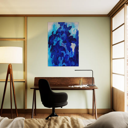 Blue Floral - Eyvind Earle Brushed Aluminum Print - 70x100 cm / 28x40 inches | Eyvind Earle Aluminum Print | Eyvind Earle Prints