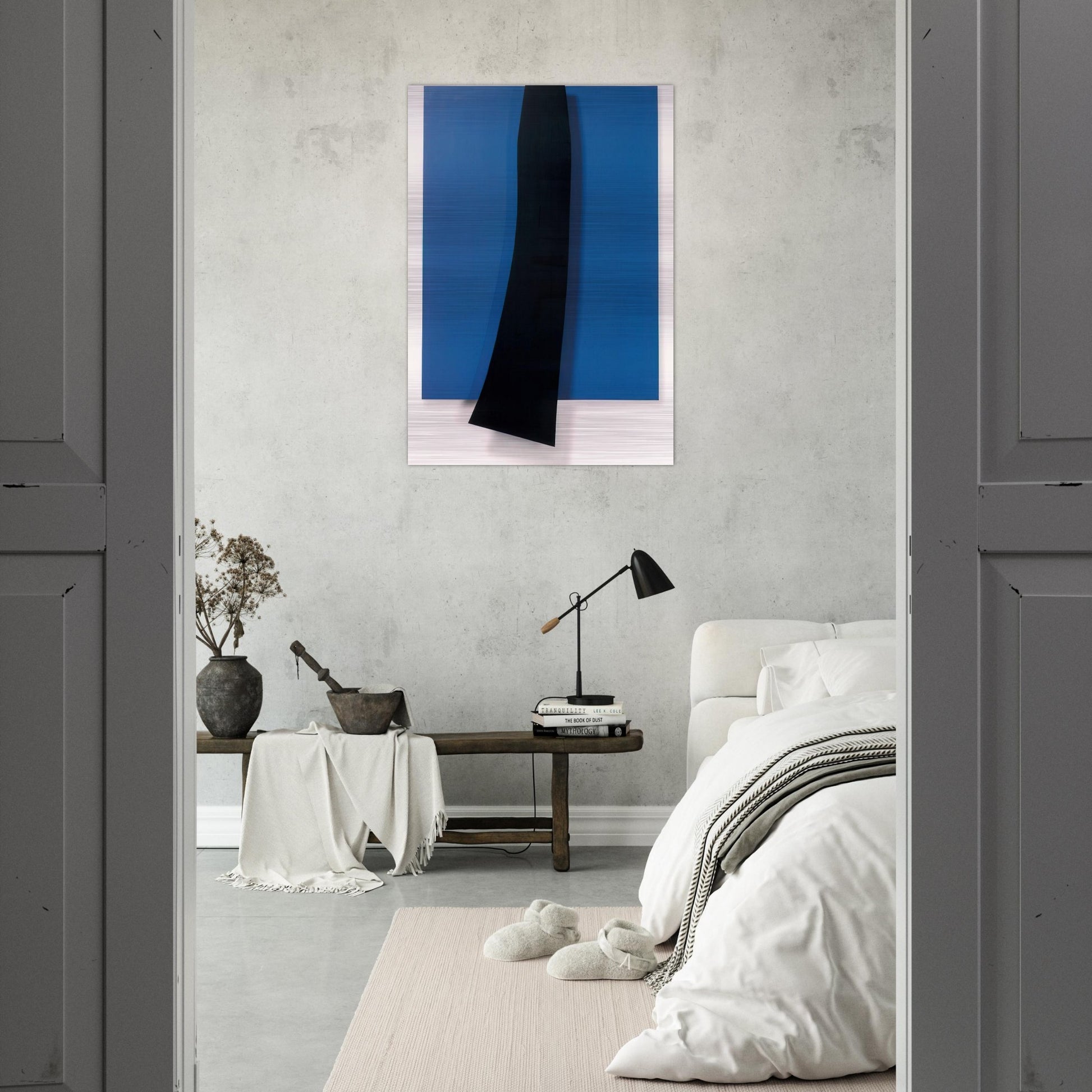 Black over Blue - Ellsworth Kelly Brushed Aluminum Print - 70x100 cm / 28x40 inches | Ellsworth Kelly Aluminum Print | Ellsworth Kelly Prints