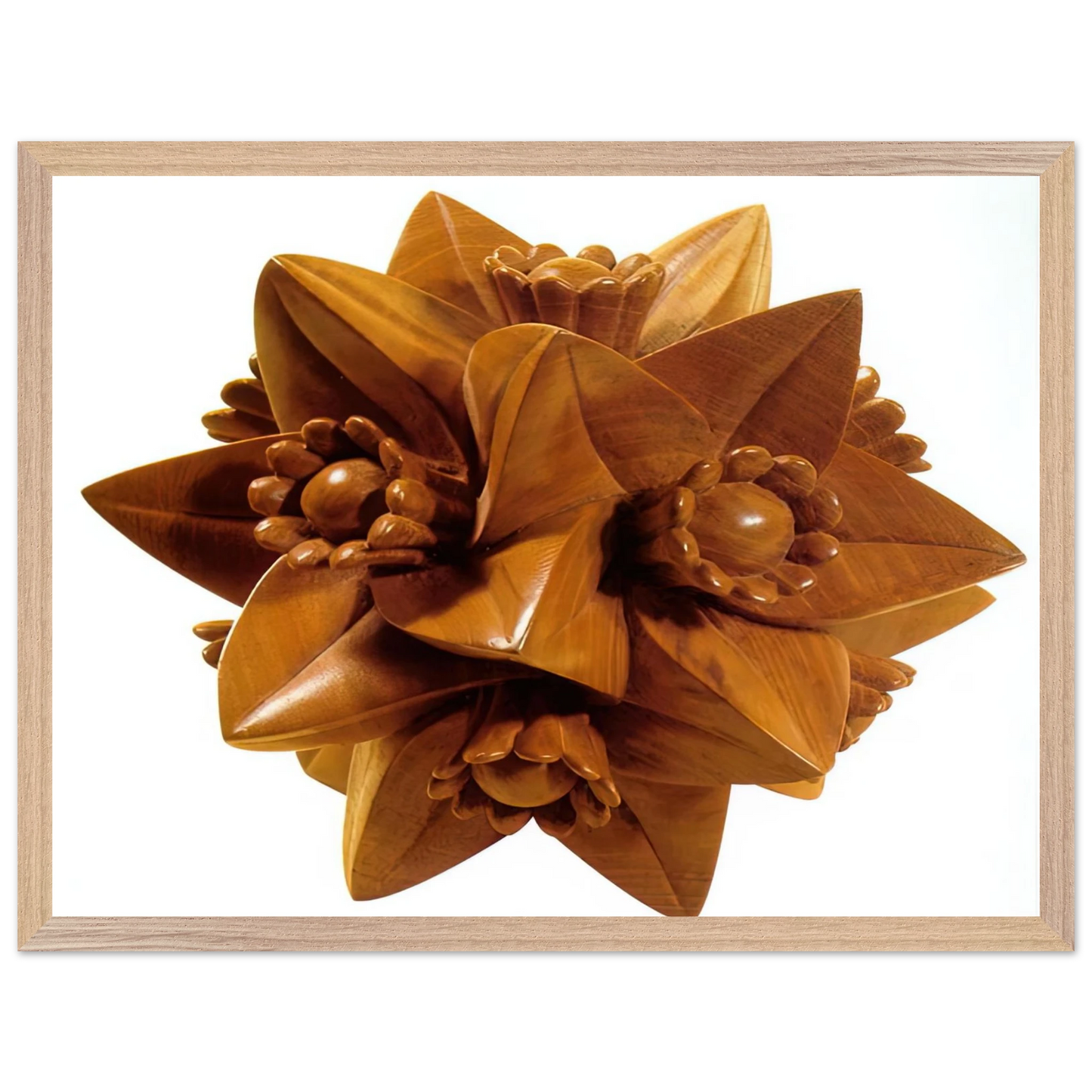 MC Escher - POLYHEDRON WITH FLOWERS Wall Art - 60x80 cm / 24x32 inches - Premium Wooden Framed Poster With Fine Art Paper-canvas - Black frame