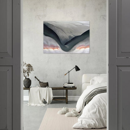 Black Place, Grey and Pink - Georgia O'Keeffe Brushed Aluminum Print - 70x100 cm / 28x40 inches | Georgia O'Keeffe Aluminum Print | Georgia O'Keeffe Prints