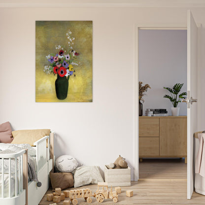 FLOWERS IN A GREEN PITCHER - Odilon Redon Brushed Aluminum Print - 70x100 cm / 28x40 inches | Odilon Redon Aluminum Print | Odilon Redon Prints