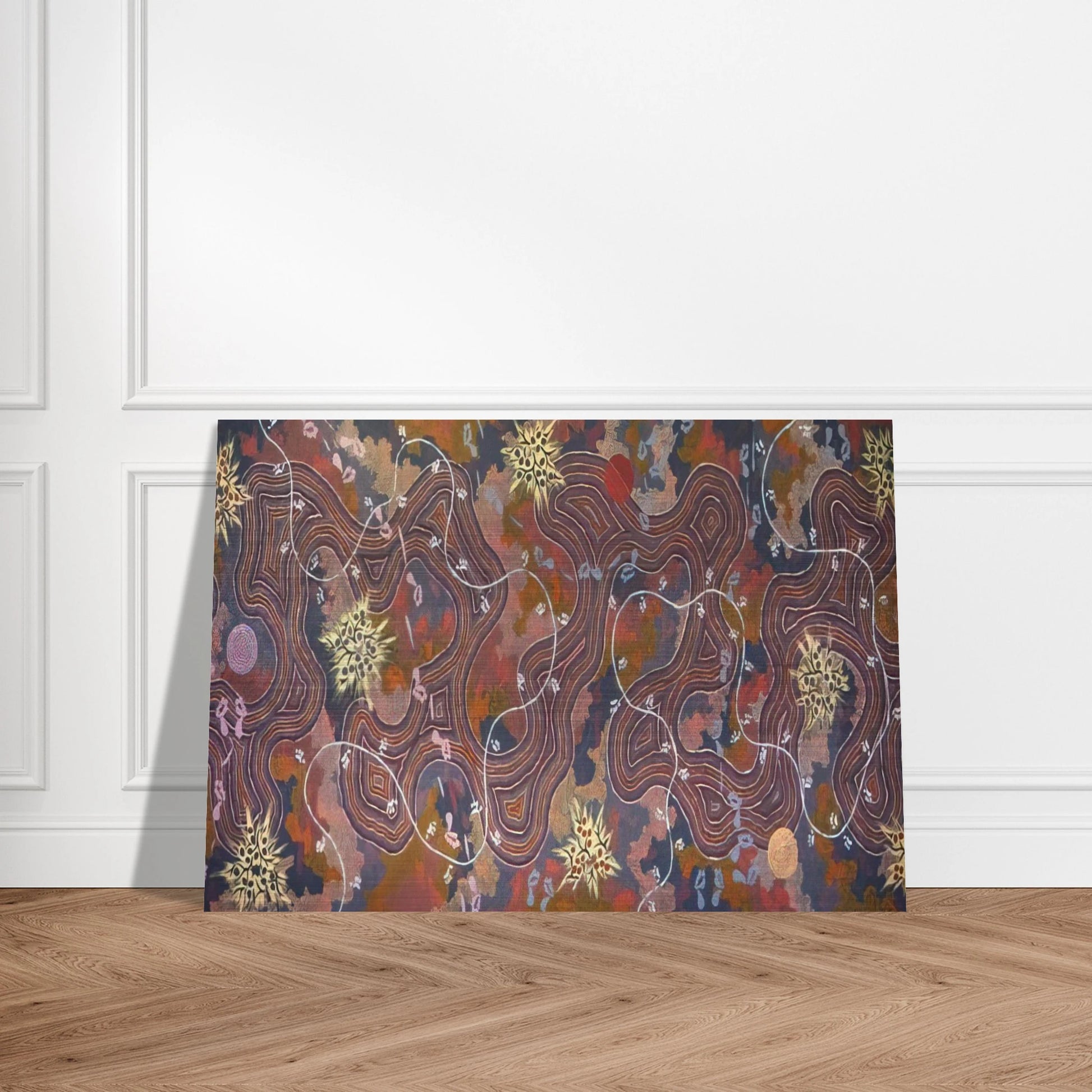 Possum Dreaming - 1994 - Clifford Possum Tjapaltjarri Brushed Aluminum Print - 70x100 cm / 28x40 inches | Clifford Possum Tjapaltjarri Aluminum Print | Clifford Possum Tjapaltjarri Prints