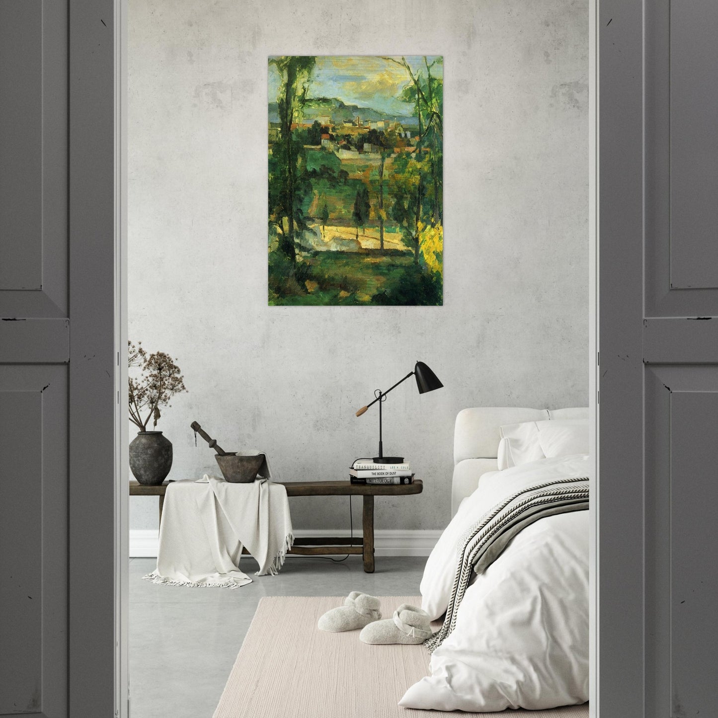 Village behind Trees - Paul Cézanne Brushed Aluminum Print - 70x100 cm / 28x40 inches | Paul Cézanne Aluminum Print | Paul Cézanne Prints