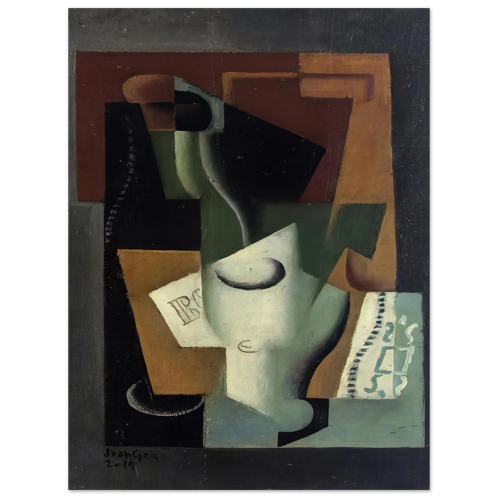 Juan Gris - GLASS AND BOTTLE  75x100 cm / 30x40inches Fine Art Poster