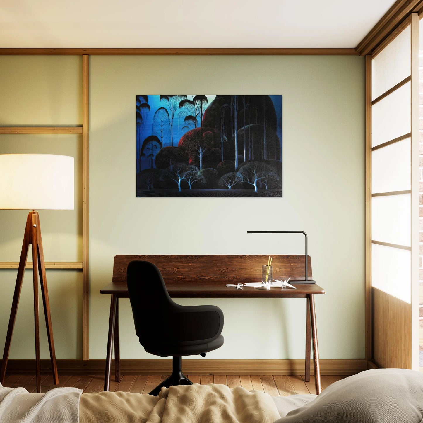 Enchanted Forest - Eyvind Earle Brushed Aluminum Print - 70x100 cm / 28x40 inches | Eyvind Earle Aluminum Print | Eyvind Earle Prints