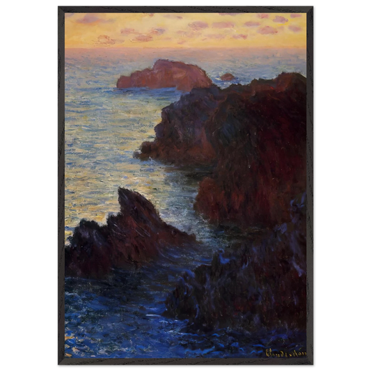 Rocky Point at Port-Goulphar - claude monet 70x100 cm / 28x40 inches Framed Art Print – Black Wooden Frame