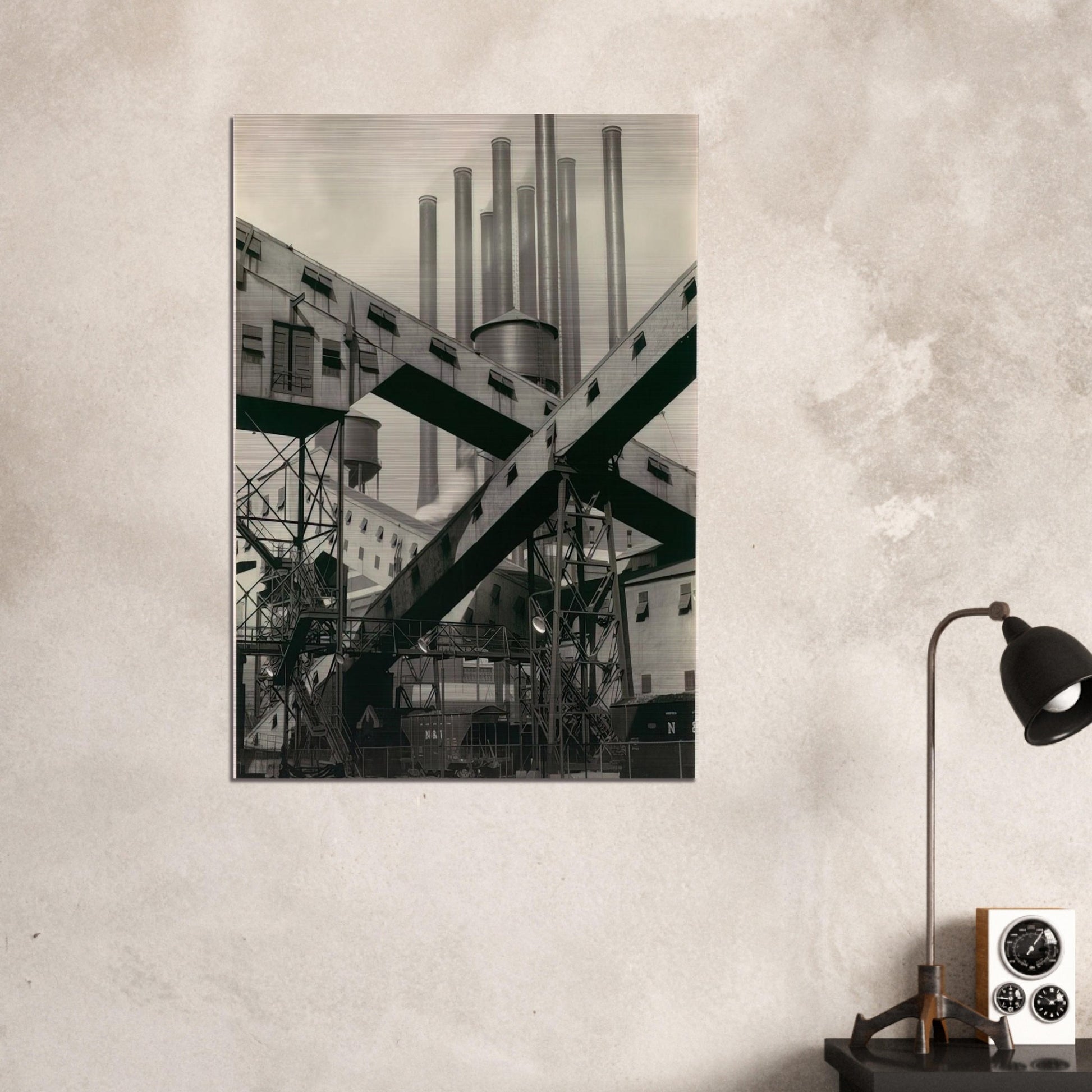 Criss-Crossed Conveyors, River Rouge Plant, Ford Motor Company - 1927 - Charles Sheeler Brushed Aluminum Print - 70x100 cm / 28x40 inches | Charles Sheeler Aluminum Print | Charles Sheeler Prints