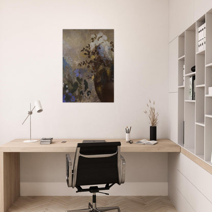 FLOWERS IN A BLACK VASE - Odilon Redon Brushed Aluminum Print - 70x100 cm / 28x40 inches | Odilon Redon Aluminum Print | Odilon Redon Prints