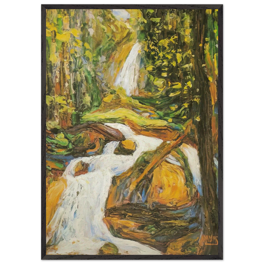 KOCHEL WATERFALL I - Wassily Kandinsky 70x100 cm / 28x40 inches Framed Art Print – Black Wooden Frame
