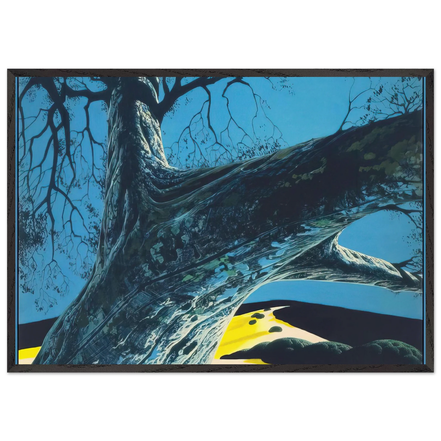 Distant Meadow - Eyvind Earle 70x100 cm / 28x40 inches Framed Art Print – Black Wooden Frame