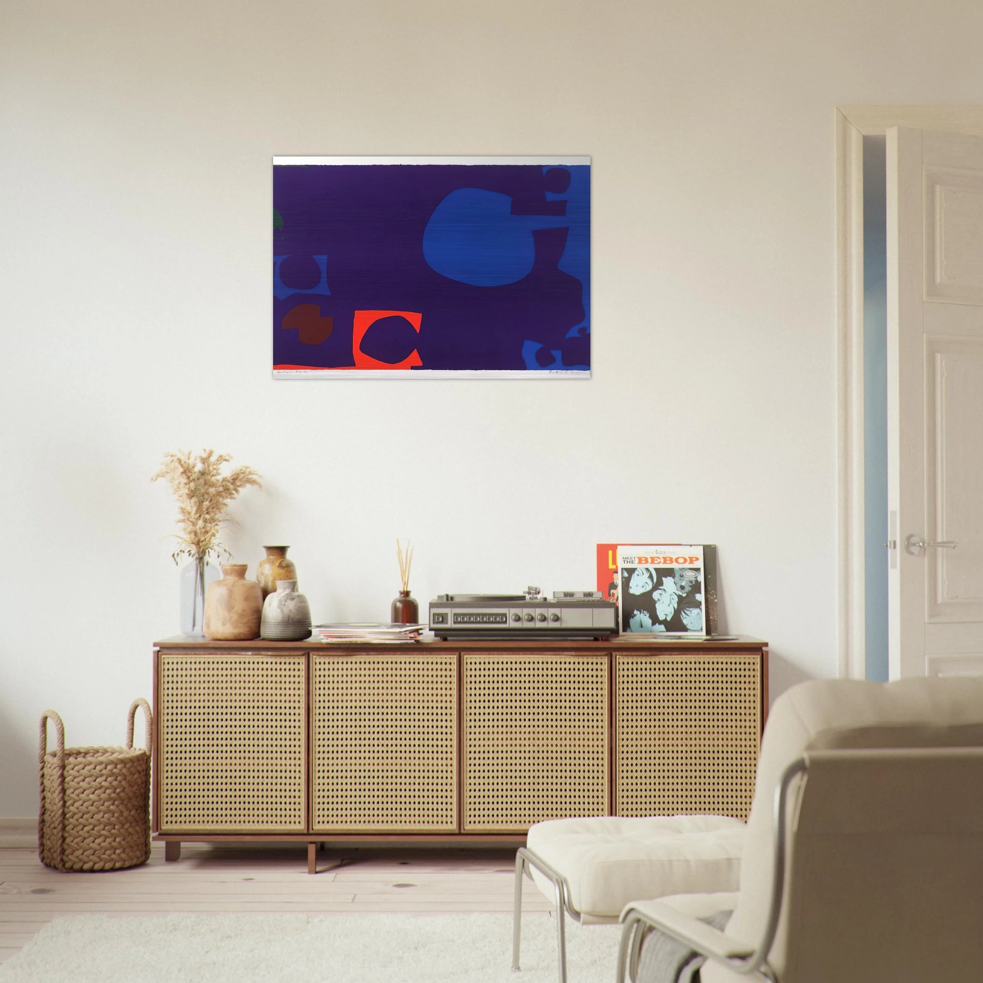 Blue and Deep Violet with Orange, Brown and Green - 1970 - Patrick Heron Brushed Aluminum Print - 70x100 cm / 28x40 inches | Patrick Heron Aluminum Print | Patrick Heron Prints