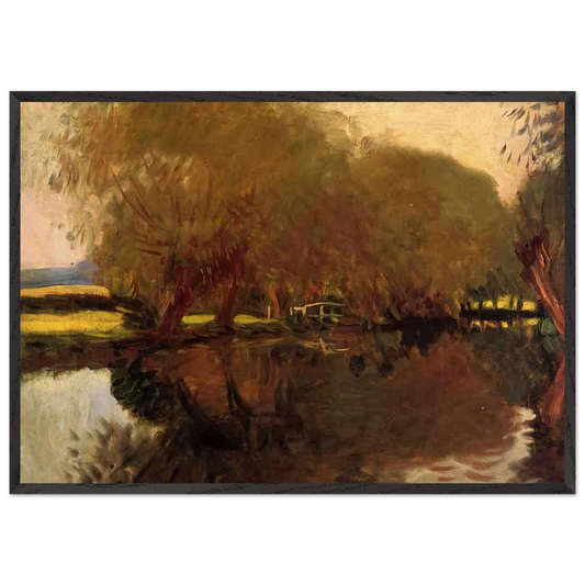 A Backwater at Calcot Near Reading - John Singer Sargent 70x100 cm / 28x40 inches Framed Art Print – Black Wooden Frame