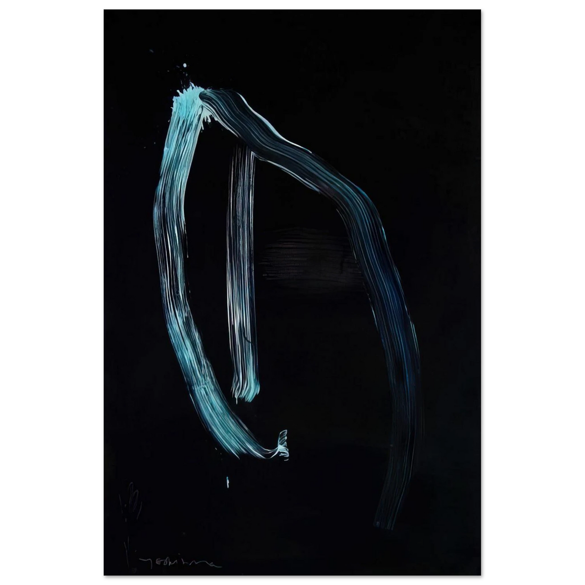 Blue Calligraphic Lines on Dark Blue - 1963 - Jiro Yoshihara Art Prints - 100x150 cm / 40x60″ inches | Jiro Yoshihara Poster | Jiro Yoshihara Prints