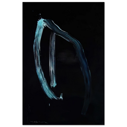 Blue Calligraphic Lines on Dark Blue - 1963 - Jiro Yoshihara Art Prints - 100x150 cm / 40x60″ inches | Jiro Yoshihara Poster | Jiro Yoshihara Prints