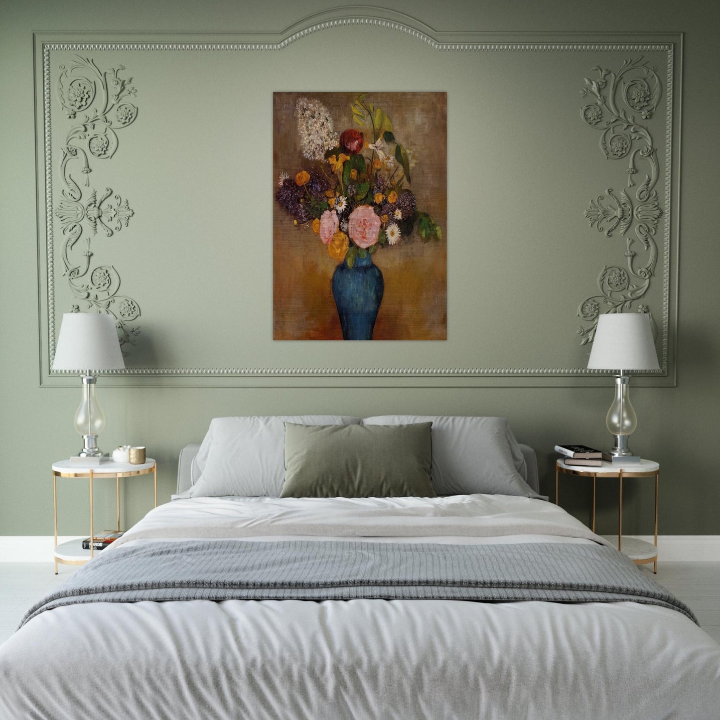 VASE OF FLOWERS 10 - Odilon Redon Brushed Aluminum Print - 70x100 cm / 28x40 inches | Odilon Redon Aluminum Print | Odilon Redon Prints