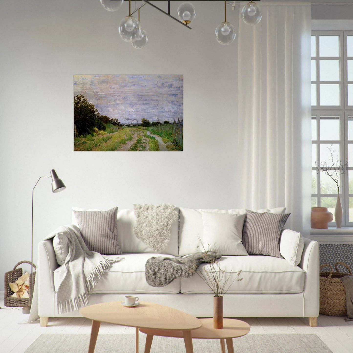Lane in the Vineyards at Argenteuil - claude monet Brushed Aluminum Print - 70x100 cm / 28x40 inches | claude monet Aluminum Print | claude monet Prints