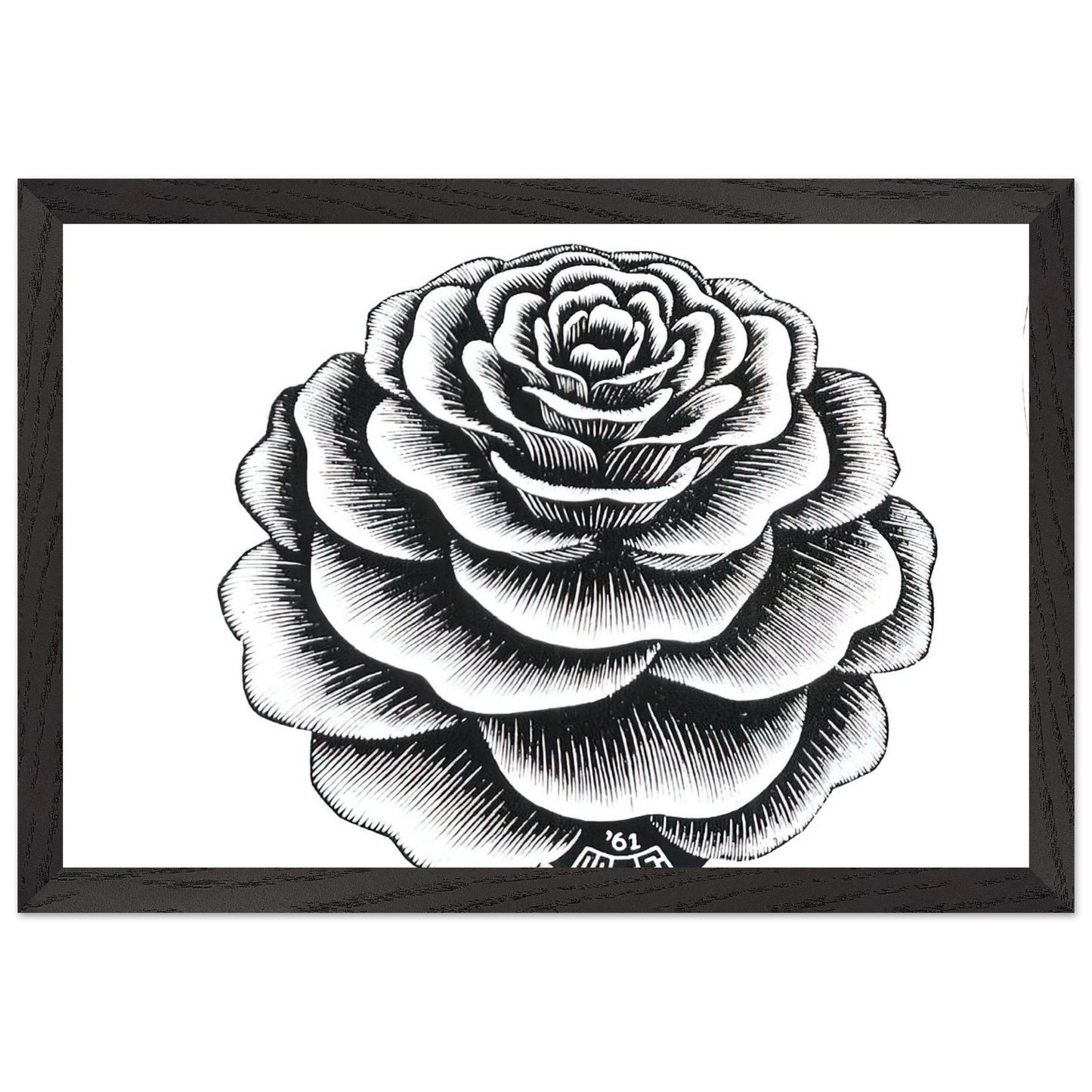 MC Escher - FLOWER 1 Wall Art - 21x29.7 cm / 8x12" - Premium Wooden Framed Poster With Fine Art Paper-canvas - Black frame