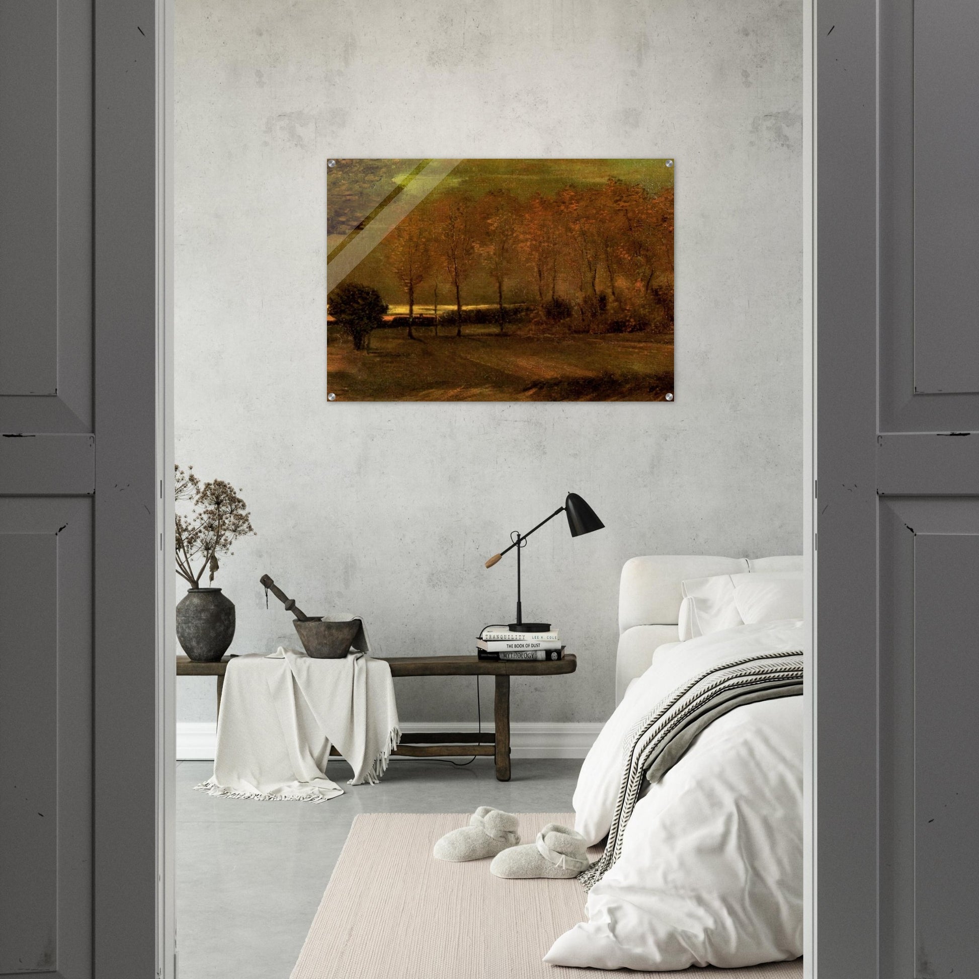 Autumn Landscape at Dusk - Vincent van Gogh Acrylic Print - 70x100 cm / 28x40″ inches