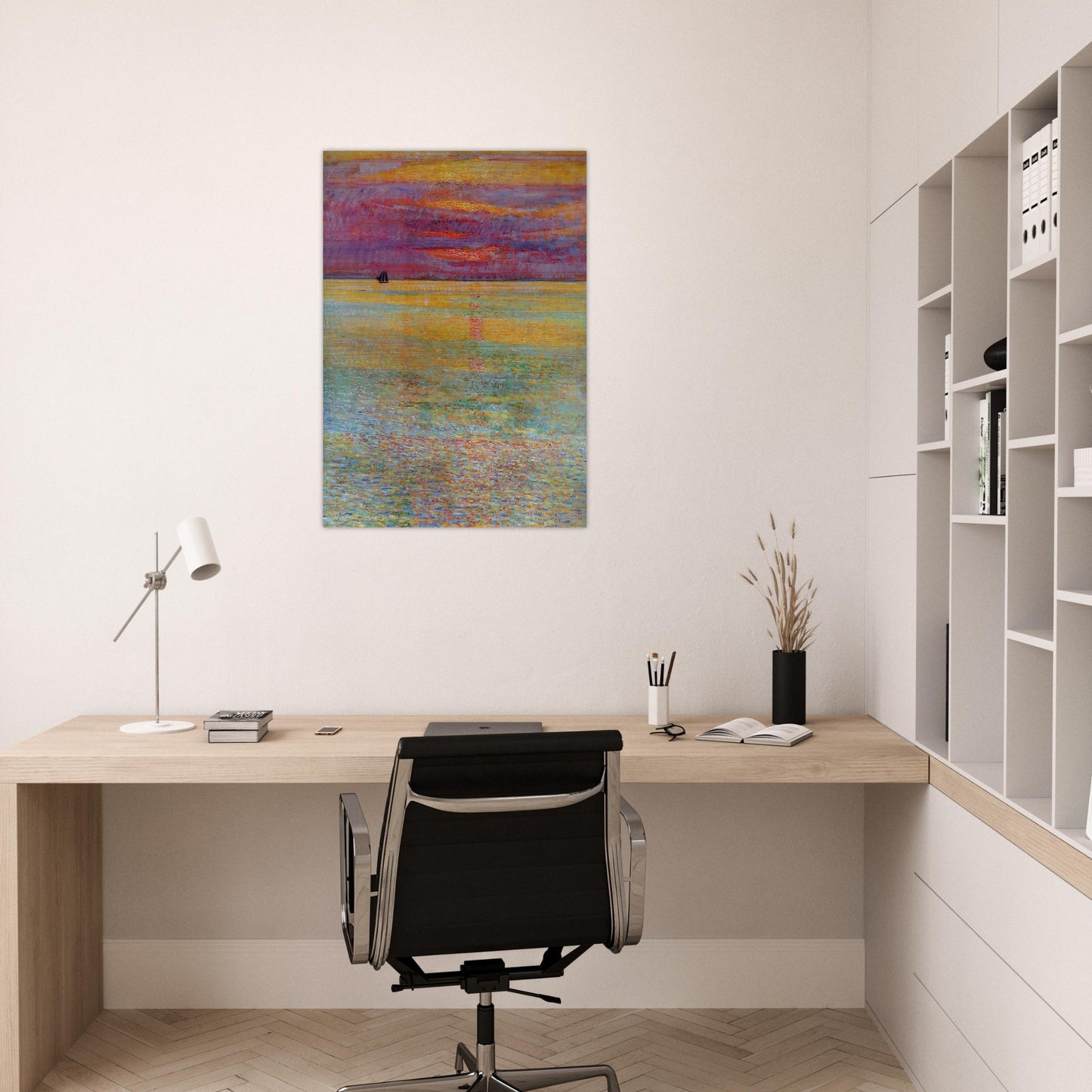 Sunset at Sea - Childe Hassam Brushed Aluminum Print - 70x100 cm / 28x40 inches | Childe Hassam Aluminum Print | Childe Hassam Prints