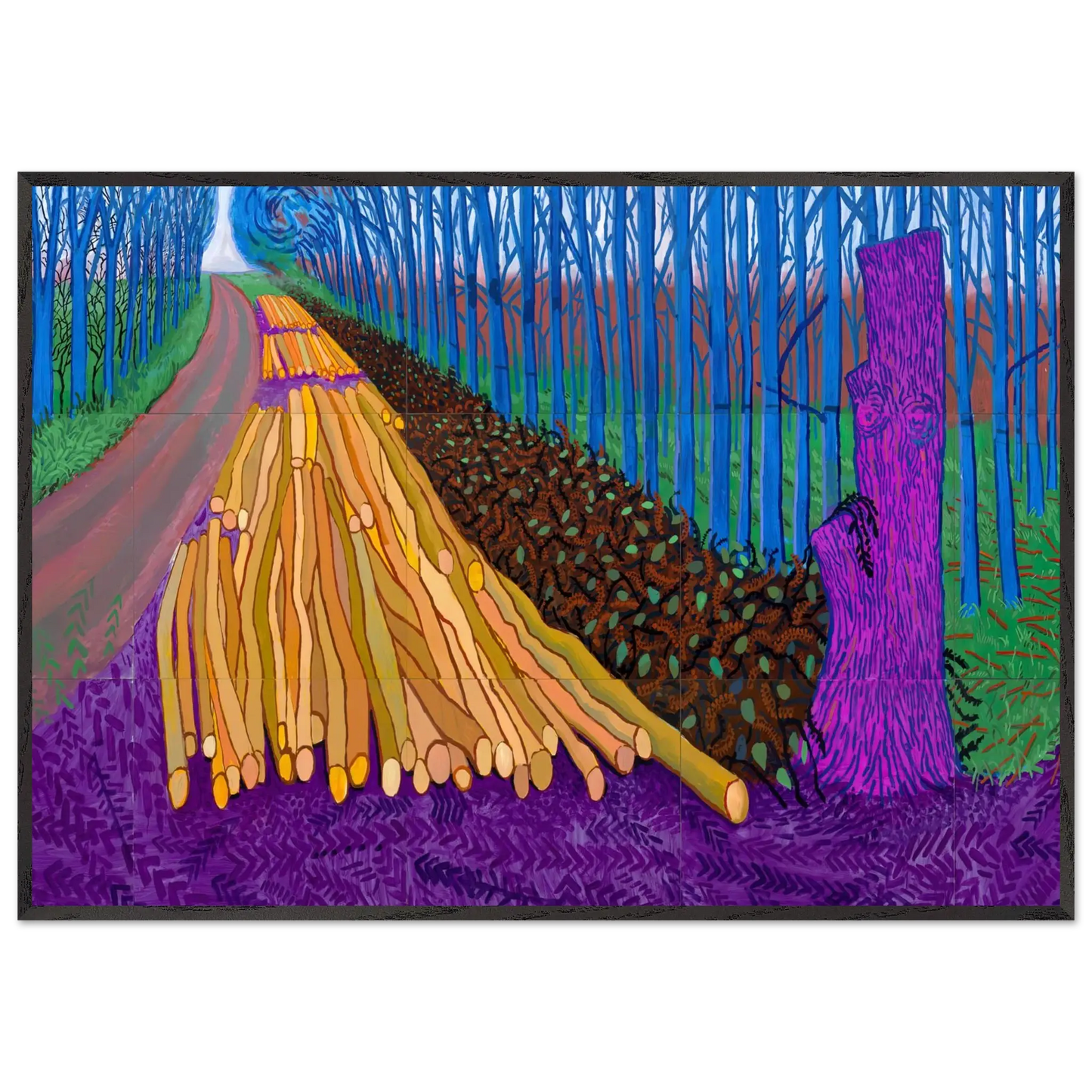 David Hockney - David Hockney Wall art - 28x43  cm / XL (11x17 Inches) - Premium Wooden Framed Poster With Fine Art Paper - Wood frame
