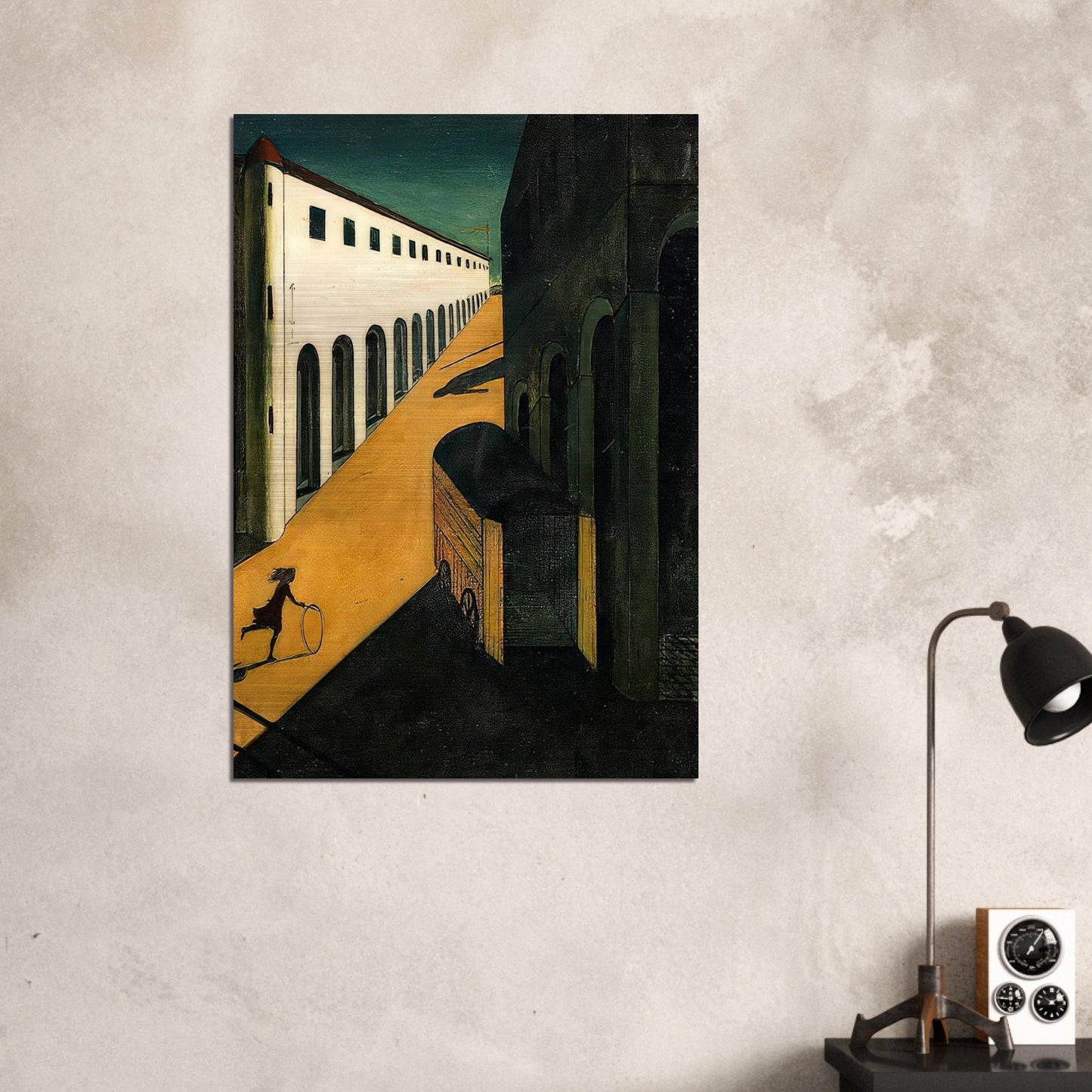 MYSTERY AND MELANCHOLY OF A STREET 1914 - Giorgio de Chirico Brushed Aluminum Print - 70x100 cm / 28x40 inches | Giorgio de Chirico Aluminum Print | Giorgio de Chirico Prints