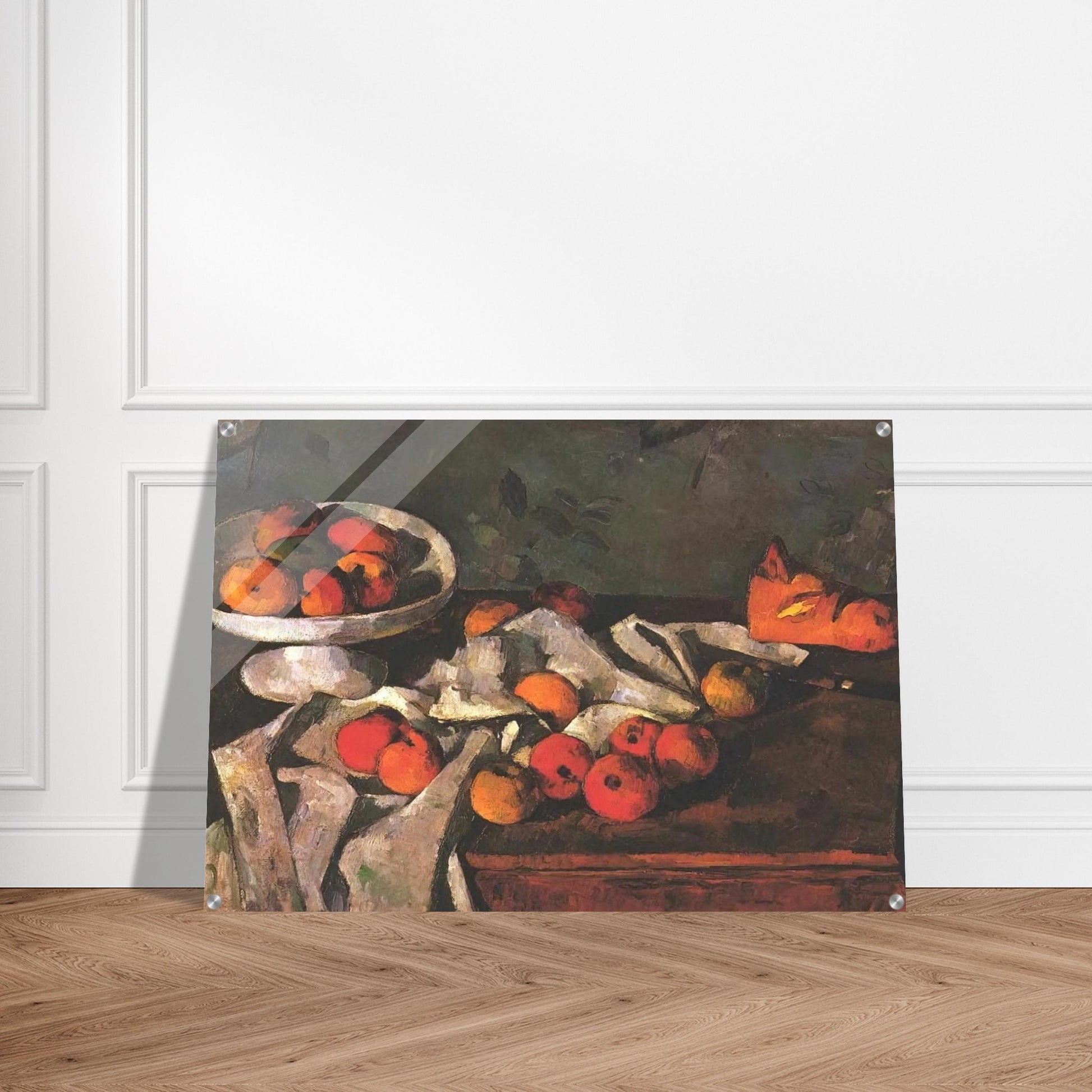 Still life with a fruit dish and apples - Paul Cézanne Acrylic Print - 70x100 cm / 28x40″ inches
