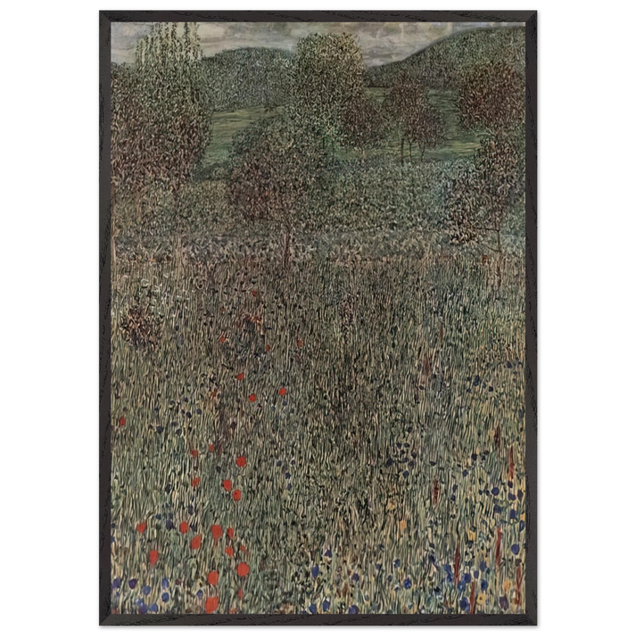 BLOOMING FIELD - Gustav Klimt 70x100 cm / 28x40 inches Framed Art Print – Black Wooden Frame
