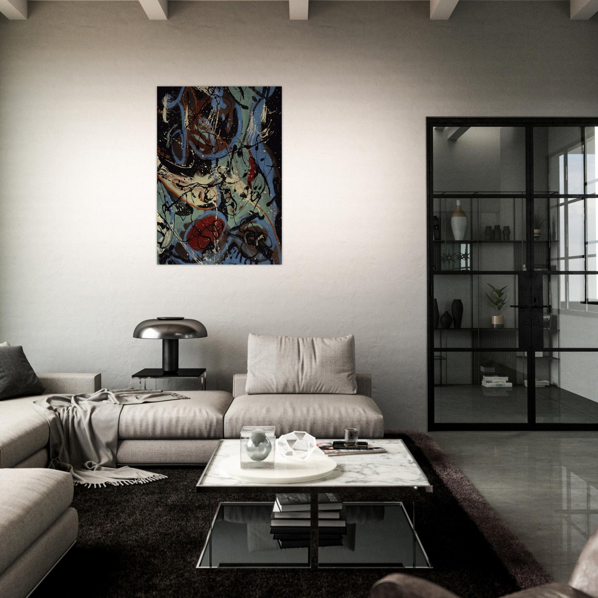 COMPOSITION WITH POURING II - Jackson Pollock Brushed Aluminum Print - 70x100 cm / 28x40 inches | Jackson Pollock Aluminum Print | Jackson Pollock Prints