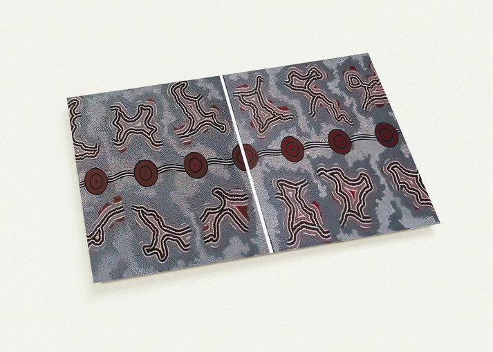Narripi Dreaming Diptych - 1990 By Clifford Possum Tjapaltjarri Pack of 10 Post Cards | Clifford Possum Tjapaltjarri Post Cards | A6 (10.5 x 14.8 cm) - 4.1 x 5.8 inches