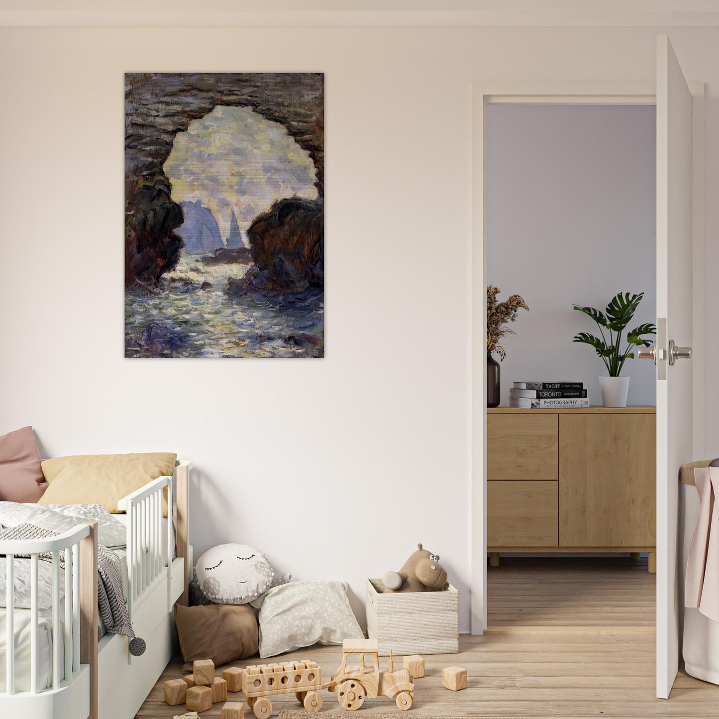 The Rock Needle Seen through the Porte d'Aumont - claude monet Brushed Aluminum Print - 70x100 cm / 28x40 inches | claude monet Aluminum Print | claude monet Prints