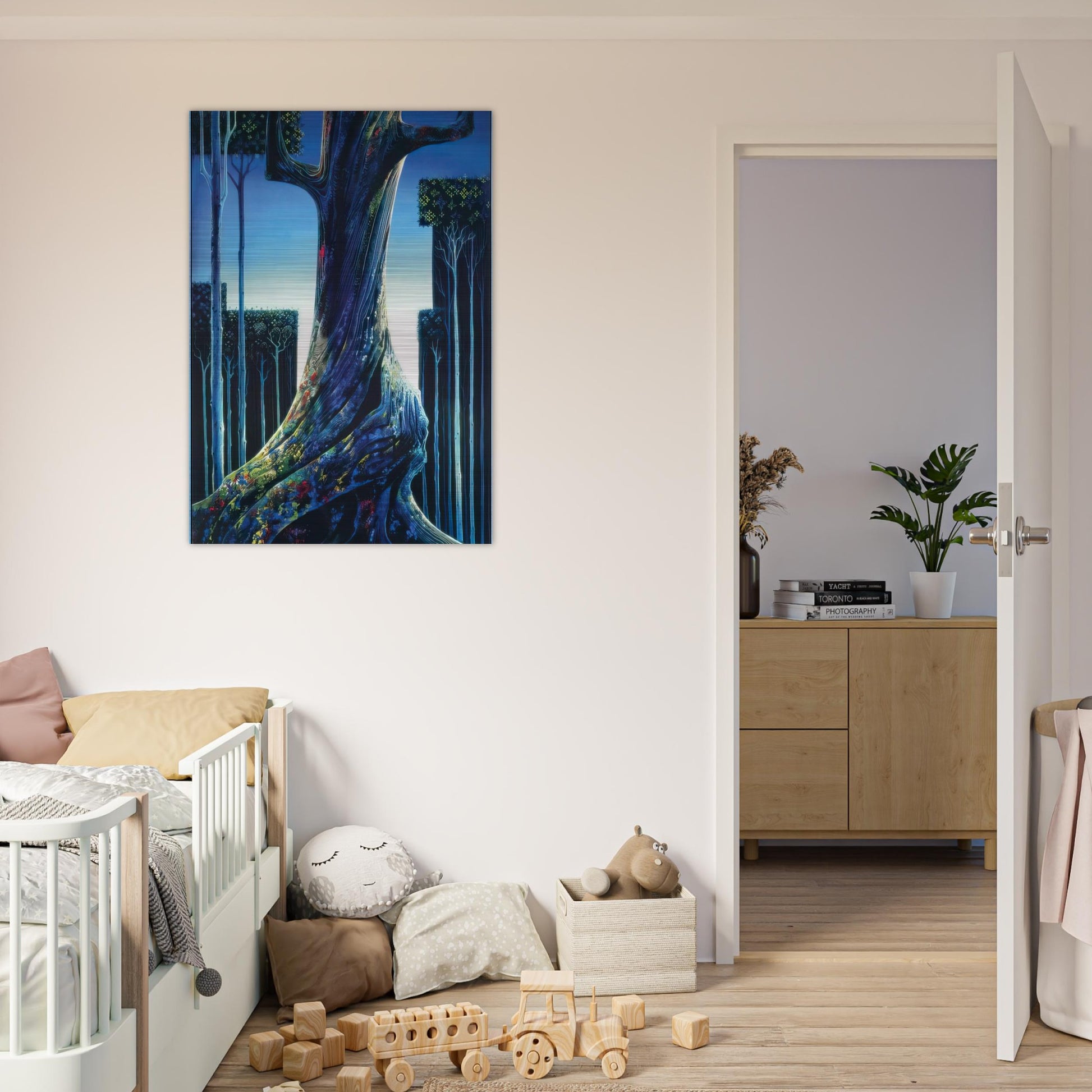 Medieval Forest - Eyvind Earle Brushed Aluminum Print - 70x100 cm / 28x40 inches | Eyvind Earle Aluminum Print | Eyvind Earle Prints
