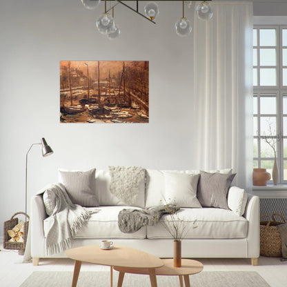 Geldersekade of Amsterdam Invierno - claude monet Brushed Aluminum Print - 70x100 cm / 28x40 inches | claude monet Aluminum Print | claude monet Prints