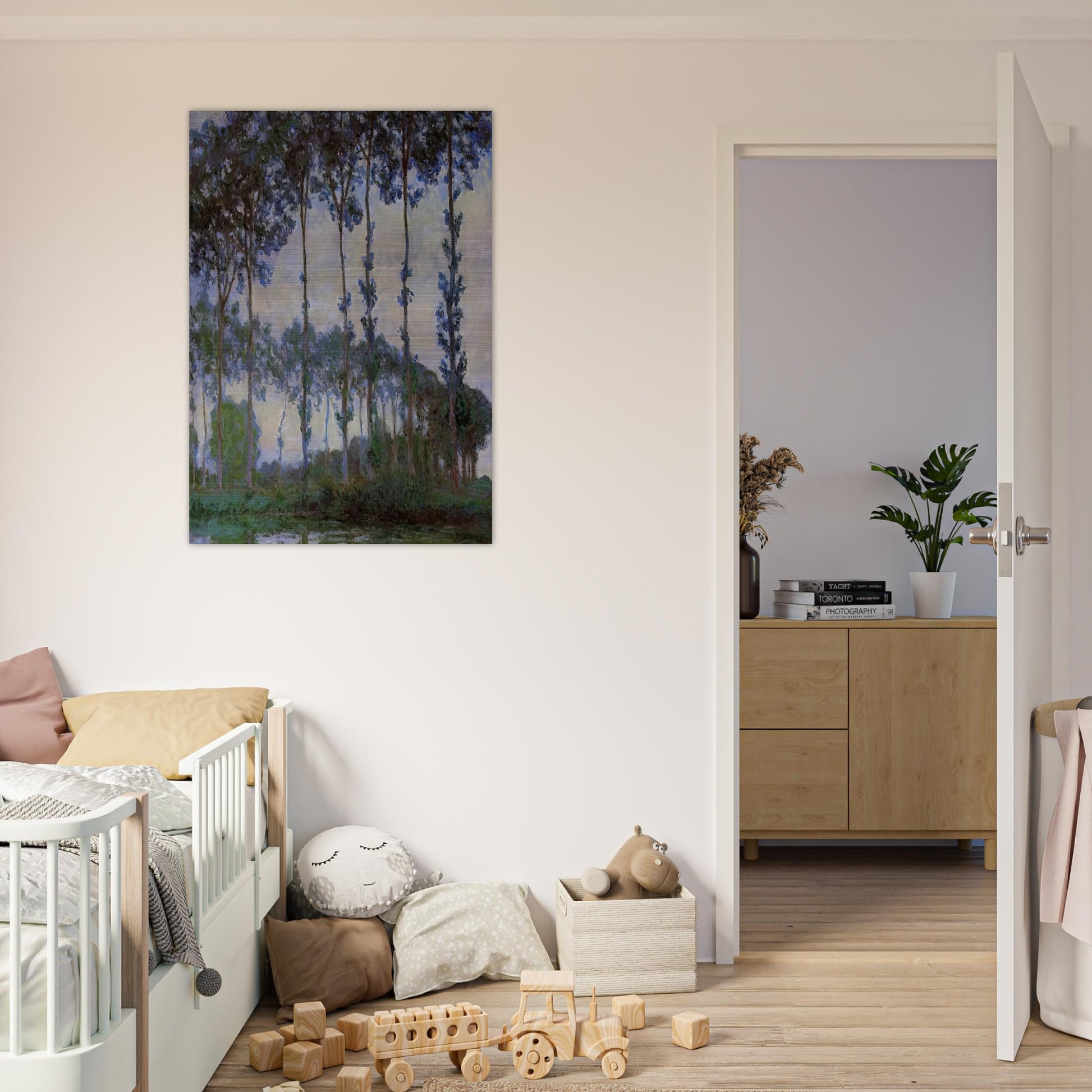 Poplars on the Banks of the River Epte, Overcast Weather - claude monet Brushed Aluminum Print - 70x100 cm / 28x40 inches | claude monet Aluminum Print | claude monet Prints