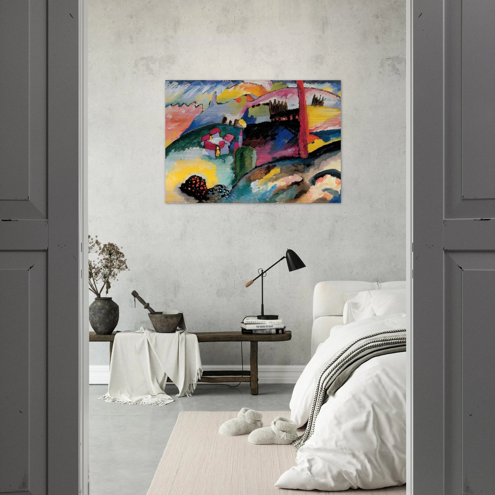 LANDSCAPE WITH FACTORY CHIMNEY 1910 - Wassily Kandinsky Brushed Aluminum Print - 70x100 cm / 28x40 inches | Wassily Kandinsky Aluminum Print | Wassily Kandinsky Prints