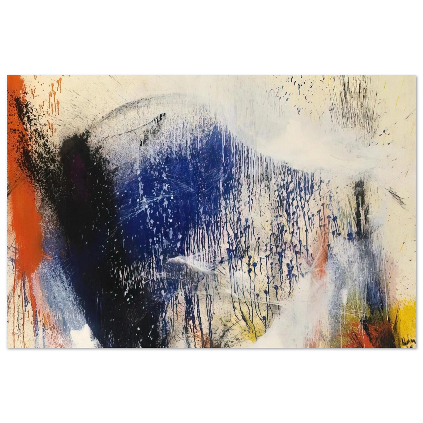 Helen Frankenthaler - Untitled - 1960 Wall art - 27x35 cm / 11x14 inches - Premium Wooden Framed Poster With Fine Art Paper-canvas - White frame