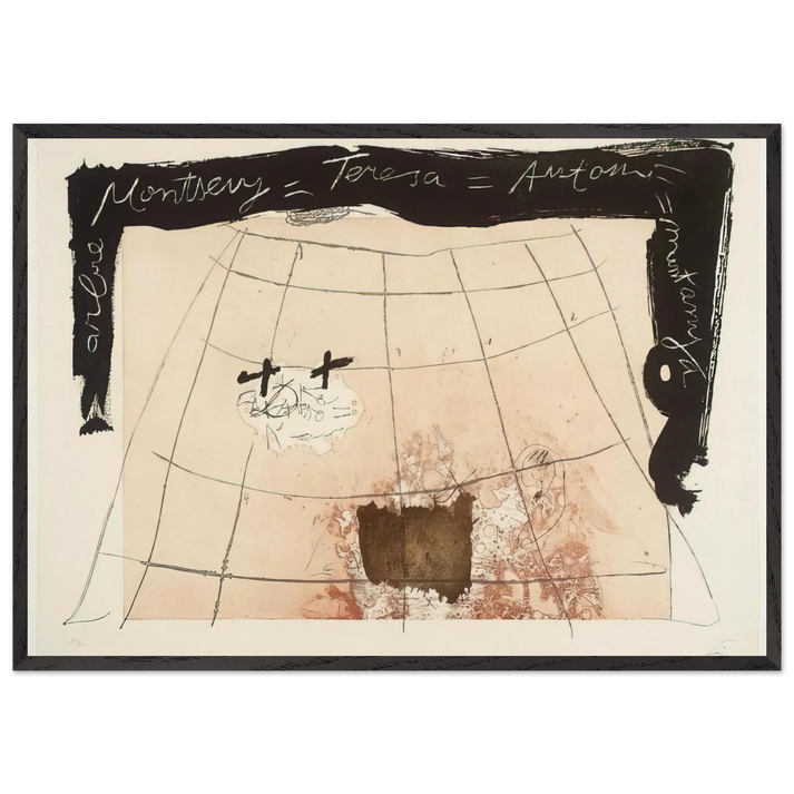CARTOGRAPHY 1976 - Antoni Tapies 70x100 cm / 28x40 inches Framed Art Print – Black Wooden Frame