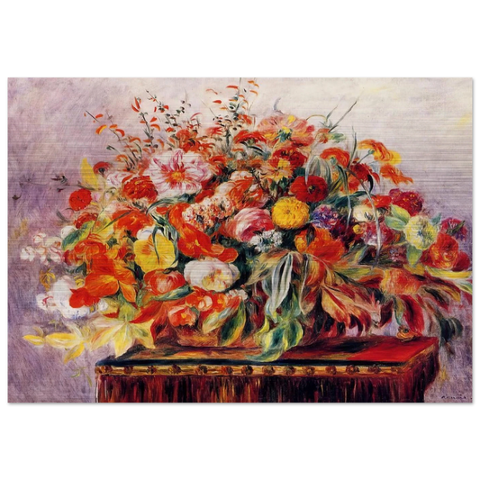 Basket of Flowers - Pierre-Auguste Renoir Brushed Aluminum Print - 70x100 cm / 28x40 inches | Pierre-Auguste Renoir Aluminum Print | Pierre-Auguste Renoir Prints