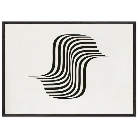 UNTITLED WINGED CURVE 1966 - Bridget Riley 70x100 cm / 28x40 inches Framed Art Print – Black Wooden Frame