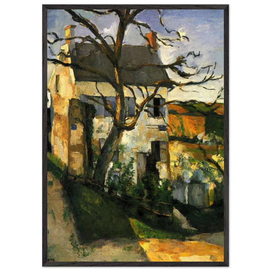The House and the Tree - Paul Cezanne 70x100 cm / 28x40 inches Framed Art Print – Black Wooden Frame