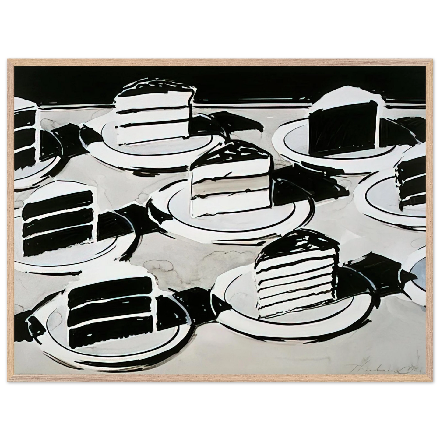 Wayne Thiebaud - Cake Slices - 1963 Wall Art - 30x40 cm / 12x16 inches - Premium Wooden Framed Poster With Fine Art Paper - Black frame
