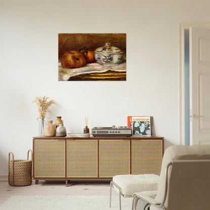 Sugar Bowl, Apple and Orange - Pierre-Auguste Renoir Brushed Aluminum Print - 70x100 cm / 28x40 inches | Pierre-Auguste Renoir Aluminum Print | Pierre-Auguste Renoir Prints